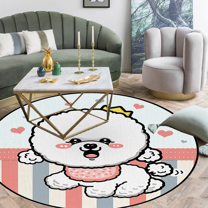 Skorter | Children's Room Rug in Purple and Red Animal Dog Star Strawberry Print Rug Polyester Non-Slip Area Rug