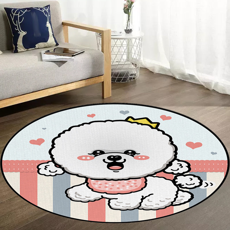 Skorter | Children's Room Rug in Purple and Red Animal Dog Star Strawberry Print Rug Polyester Non-Slip Area Rug