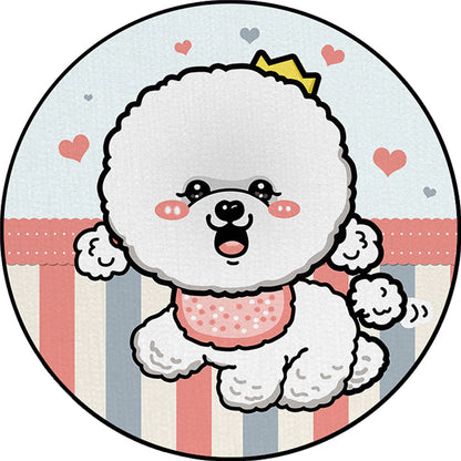 Skorter | Children's Room Rug in Purple and Red Animal Dog Star Strawberry Print Rug Polyester Non-Slip Area Rug