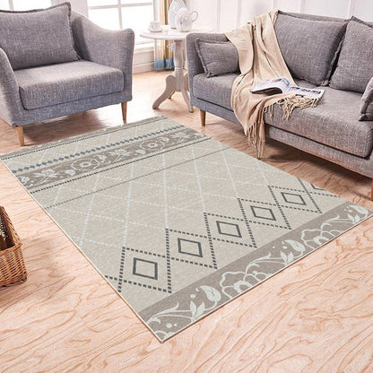 Skorter | Brown and White Bedroom Rug Southwest Geometric Diamond Stripe Pattern Rug Polyester Pet-Friendly Rug