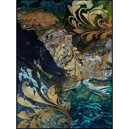 Skorter | Blue and gold vintage carpet polyester paisley pattern carpet washable non-slip backing carpet for living room