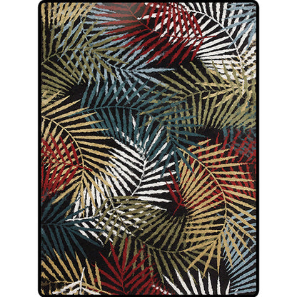 Skorter | Black Bedroom Carpet Vintage Botanical Leaf Pattern Area Rug Polyester Pet-Friendly Washable Rug