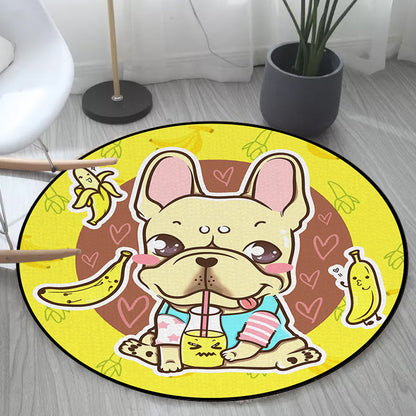 Skorter | Beautiful children's carpet in pink and yellow animal dog banana balloon pattern carpet polyester washable carpet for the children's room