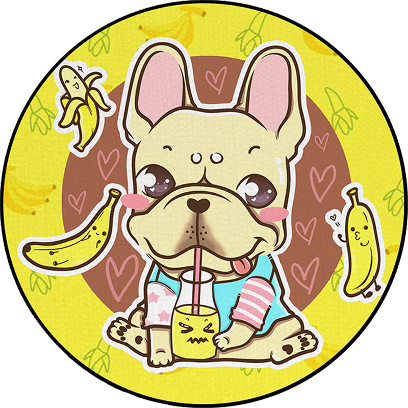 Skorter | Beautiful children's carpet in pink and yellow animal dog banana balloon pattern carpet polyester washable carpet for the children's room