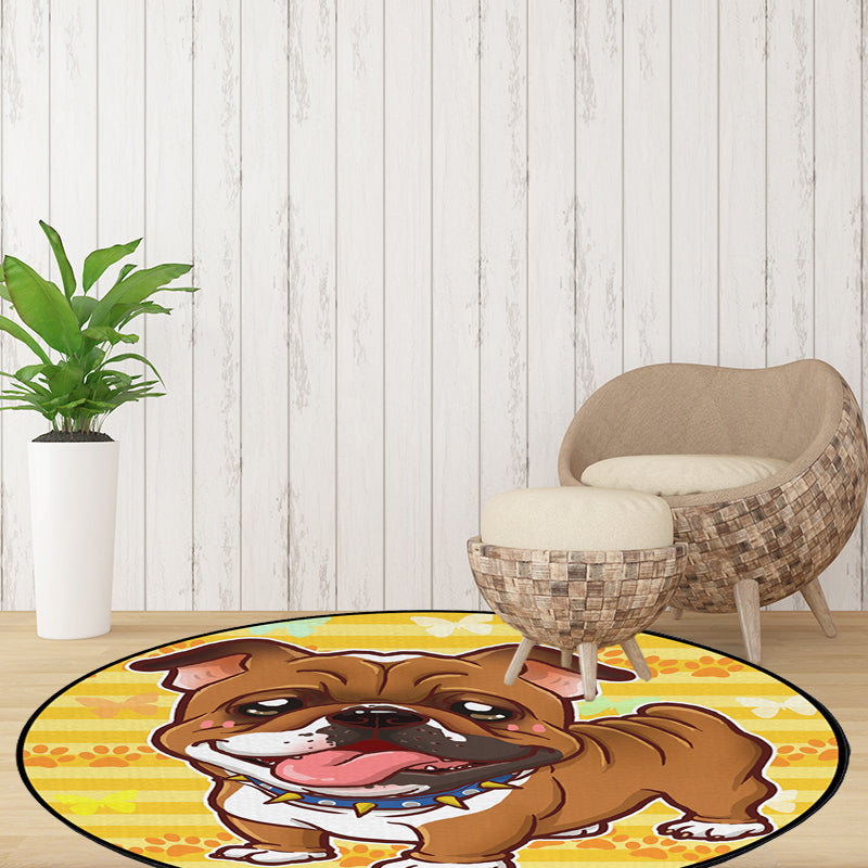 Skorter | Beautiful children's carpet in pink and yellow animal dog banana balloon pattern carpet polyester washable carpet for the children's room