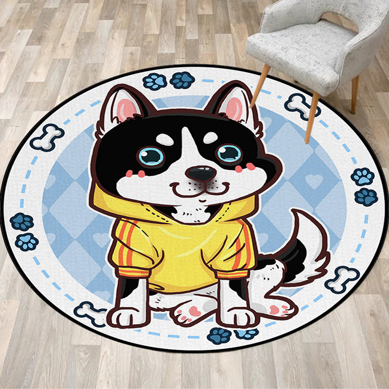 Skorter | Beautiful children's carpet in pink and yellow animal dog banana balloon pattern carpet polyester washable carpet for the children's room