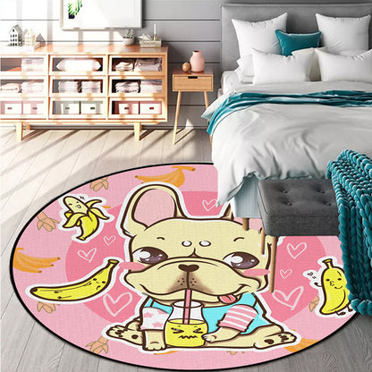 Skorter | Beautiful children's carpet in pink and yellow animal dog banana balloon pattern carpet polyester washable carpet for the children's room