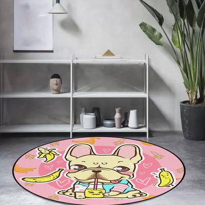 Skorter | Beautiful children's carpet in pink and yellow animal dog banana balloon pattern carpet polyester washable carpet for the children's room