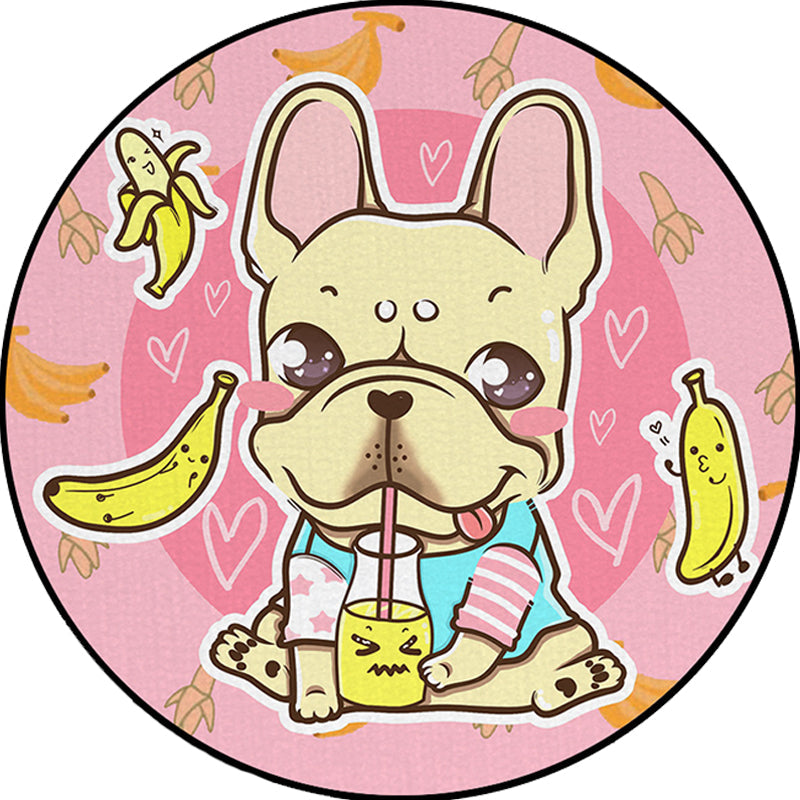 Skorter | Beautiful children's carpet in pink and yellow animal dog banana balloon pattern carpet polyester washable carpet for the children's room