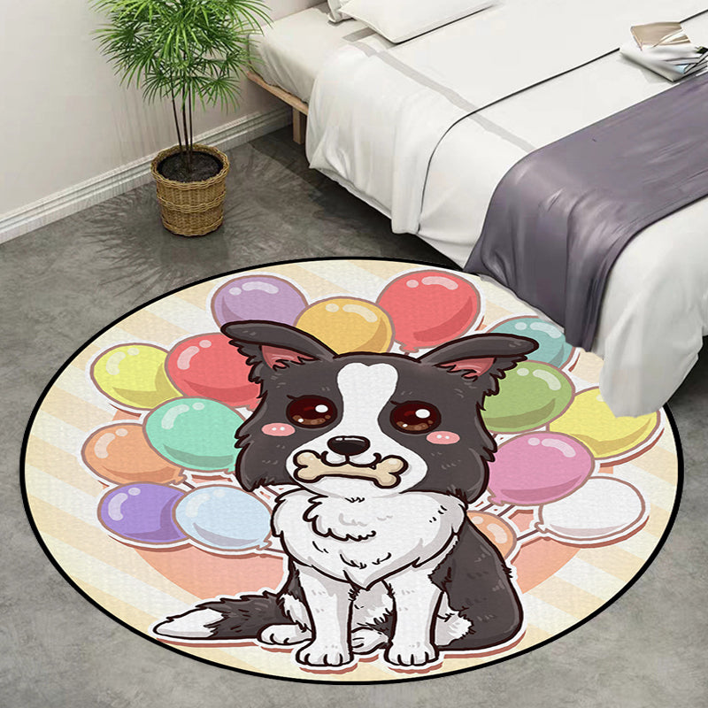 Skorter | Beautiful children's carpet in pink and yellow animal dog banana balloon pattern carpet polyester washable carpet for the children's room