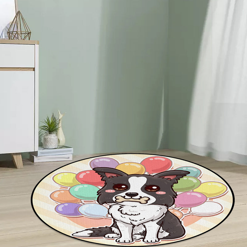 Skorter | Beautiful children's carpet in pink and yellow animal dog banana balloon pattern carpet polyester washable carpet for the children's room