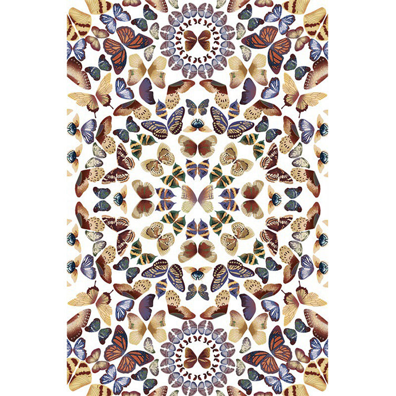 Skorter | Black and White Vintage Carpet Polyester Butterfly Pattern Carpet Washable Non-Slip Back Carpet for Living Room