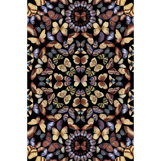 Skorter | Black and White Vintage Carpet Polyester Butterfly Pattern Carpet Washable Non-Slip Back Carpet for Living Room