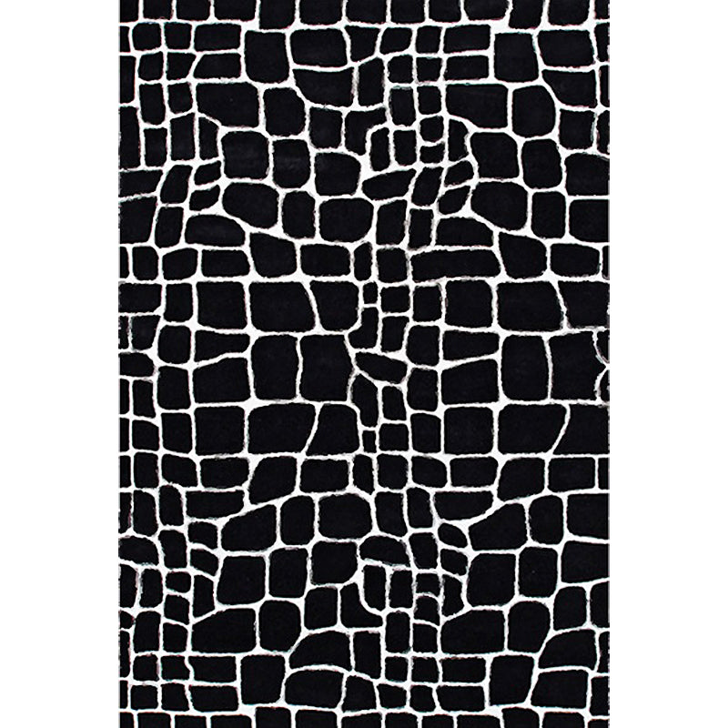 Skorter | Black and White Contemporary Rug Polyester Crocodile Pattern Rug Washable Non-Slip Backing Carpet for Living Room