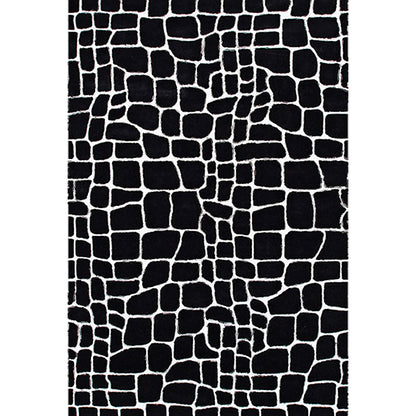 Skorter | Black and White Contemporary Rug Polyester Crocodile Pattern Rug Washable Non-Slip Backing Carpet for Living Room