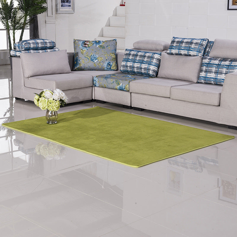 Skorter | Casual Living Room Rug in Green and Pink Solid Color Rug Polyester Pet-Friendly Area Rug