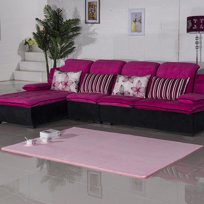 Skorter | Casual Living Room Rug in Green and Pink Solid Color Rug Polyester Pet-Friendly Area Rug