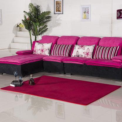 Skorter | Casual Living Room Rug in Green and Pink Solid Color Rug Polyester Pet-Friendly Area Rug