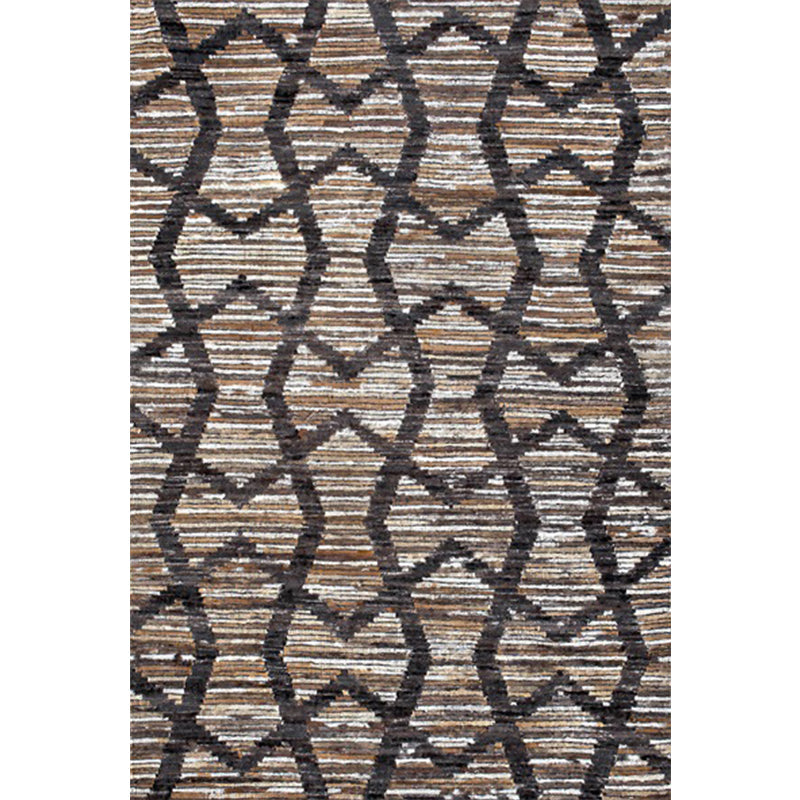 Skorter | Brown Bedroom Carpet Novelty Geometry Stripes Wave Pattern Carpet Polyester Non-Slip Back Carpet
