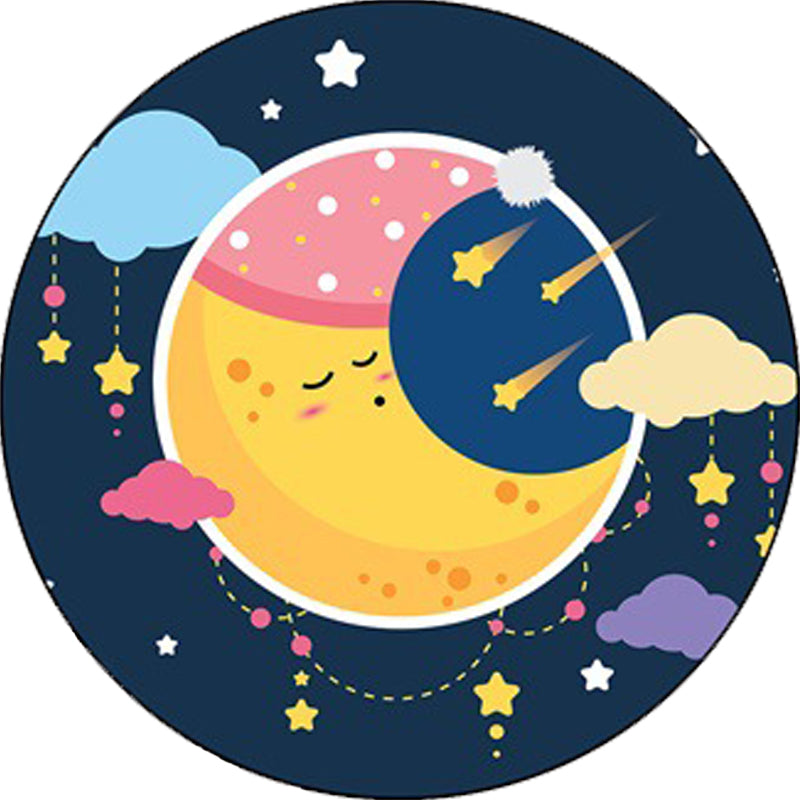 Skorter | Blue Children's Room Carpet Children's Fairy Tale Moon Stars Pattern Carpet Polyester  
Non-Slip Back Carpet