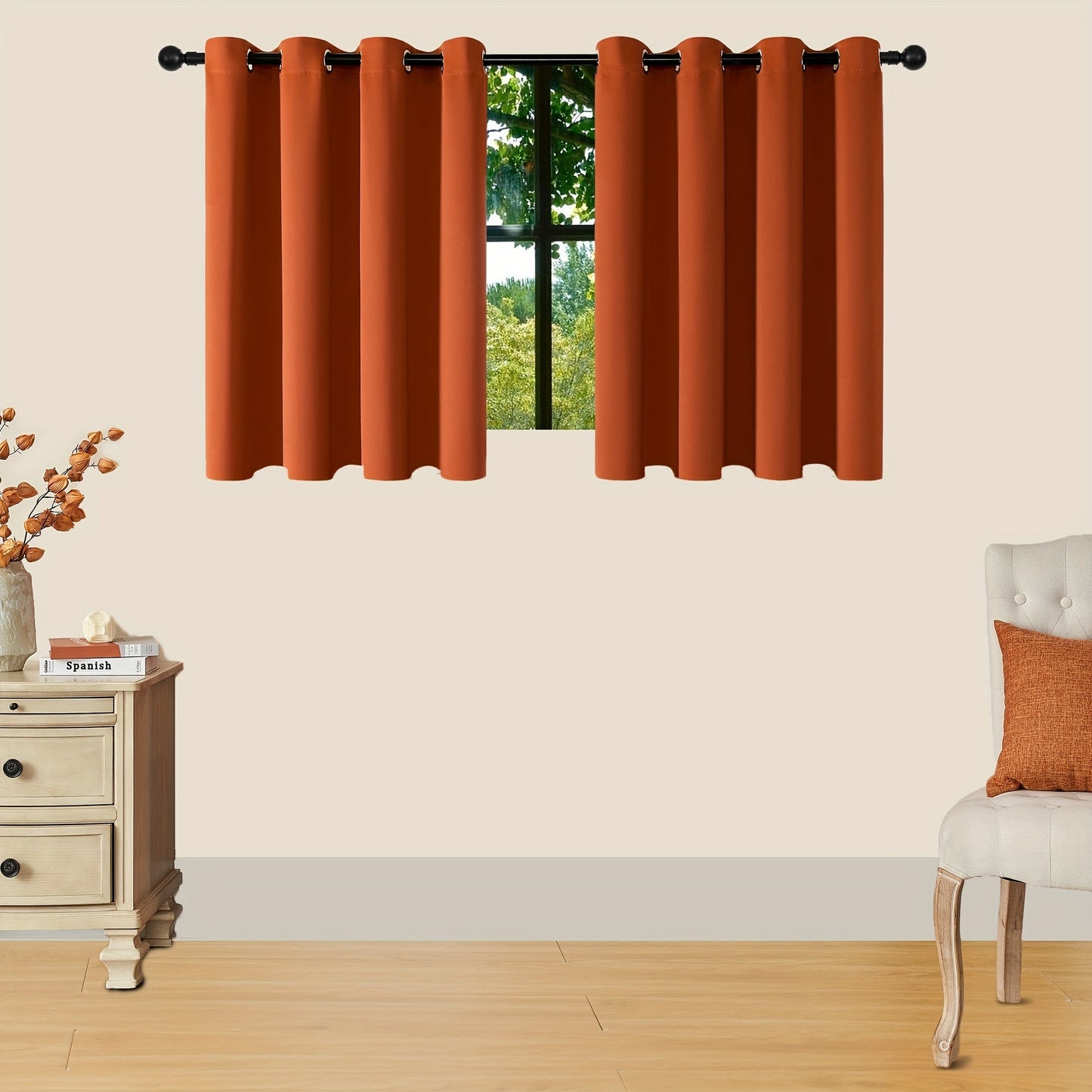 Skorter | Blackout Curtains - 2 Pieces Modern Polyester Curtains with Thermal Insulation and Rings