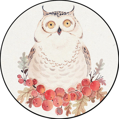 Skorter | Cute Kids Rug in White Animal Owl Rabbit Sloth Pattern Rug Polyester Non-Slip Washable Rug for the Children's Room