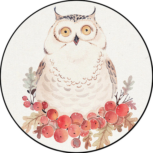 Skorter | Cute Kids Rug in White Animal Owl Rabbit Sloth Pattern Rug Polyester Non-Slip Washable Rug for the Children's Room