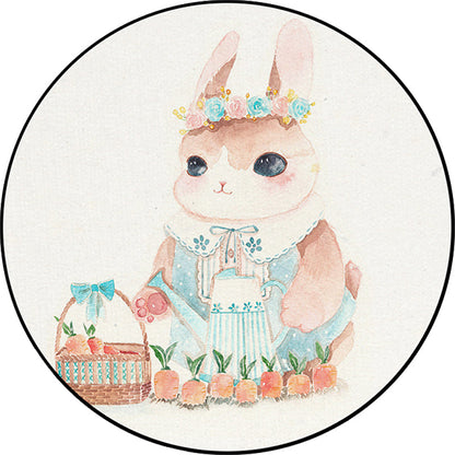 Skorter | Cute Kids Rug in White Animal Owl Rabbit Sloth Pattern Rug Polyester Non-Slip Washable Rug for the Children's Room