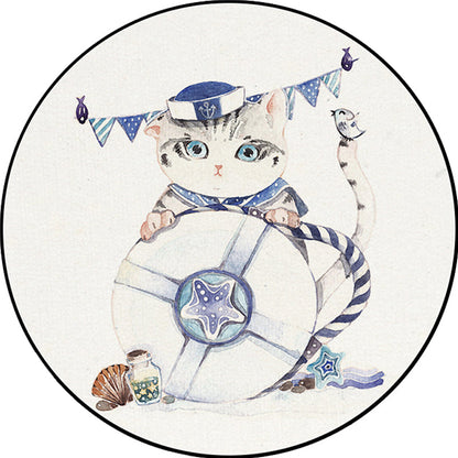 Skorter | Cute Kids Rug in White Animal Owl Rabbit Sloth Pattern Rug Polyester Non-Slip Washable Rug for the Children's Room