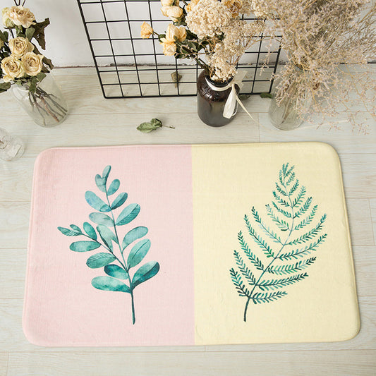 Skorter | Casual Kids Rug in Pink and Yellow Botanical Cactus Aloe Pattern Rug Polyester Non-Slip Rug for the Children's Room