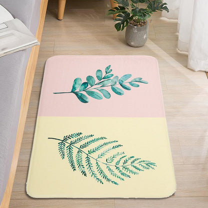 Skorter | Casual Kids Rug in Pink and Yellow Botanical Cactus Aloe Pattern Rug Polyester Non-Slip Rug for the Children's Room