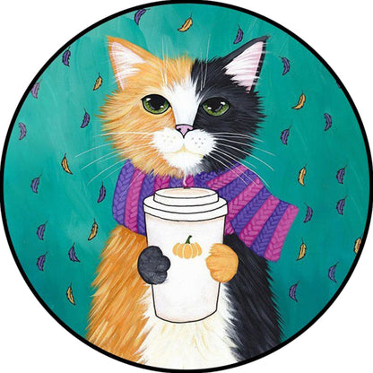 Skorter | Blue and Green Children's Room Rug Children's Animal Dress Cat Leaf Pattern Rug Polyester Washable Rug