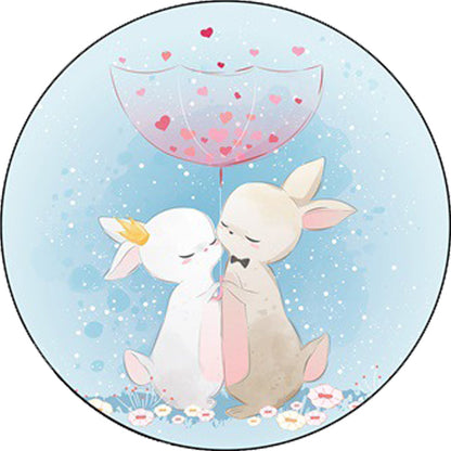 Skorter | Blue and Pink Children's Room Carpet Child Animal Horse Rabbit Pattern Carpet Polyester Non-Slip Back Carpet