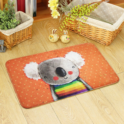 Skorter | Beautiful children's carpet in orange and green with animal bear mouse pattern carpet polyester non-slip carpet for the children's room