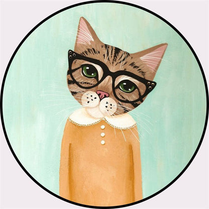 Skorter | Casual Kids Rug in Pink and Blue Animal Cat Pattern Rug Polyester Stain Resistant Non-Slip Rug for the Children's Room