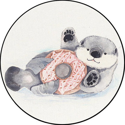 Skorter | Children's Room Rug in White Animal Fox Koala Alpaca Print Rug Polyester Pet Friendly Washable Area Rug