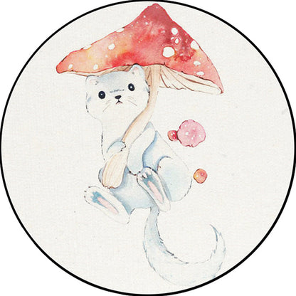 Skorter | Children's Room Rug in White Animal Fox Koala Alpaca Print Rug Polyester Pet Friendly Washable Area Rug