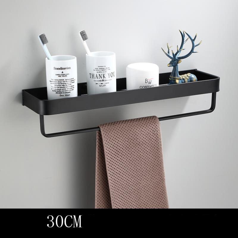 Skorter | Black bathroom shelf made of space aluminum for wall mounting