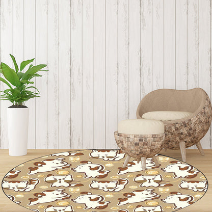 Skorter | Children's room carpet in brown and pink animal dog cat print carpet polyester non-slip back carpet