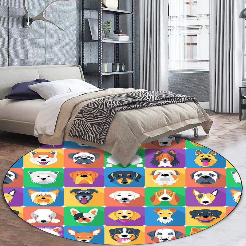 Skorter | Children's room carpet in brown and pink animal dog cat print carpet polyester non-slip back carpet