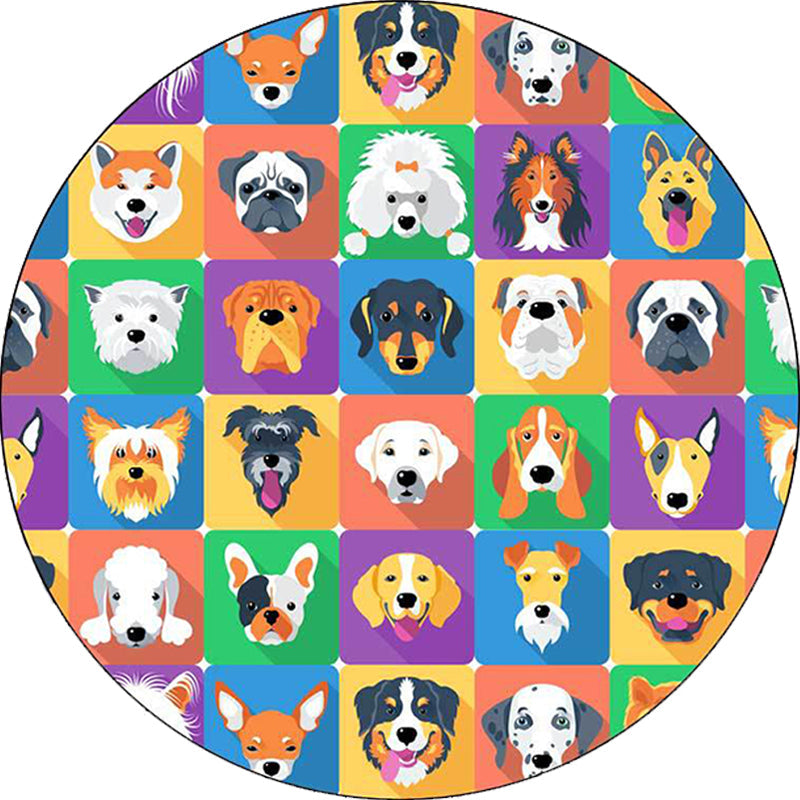 Skorter | Children's room carpet in brown and pink animal dog cat print carpet polyester non-slip back carpet