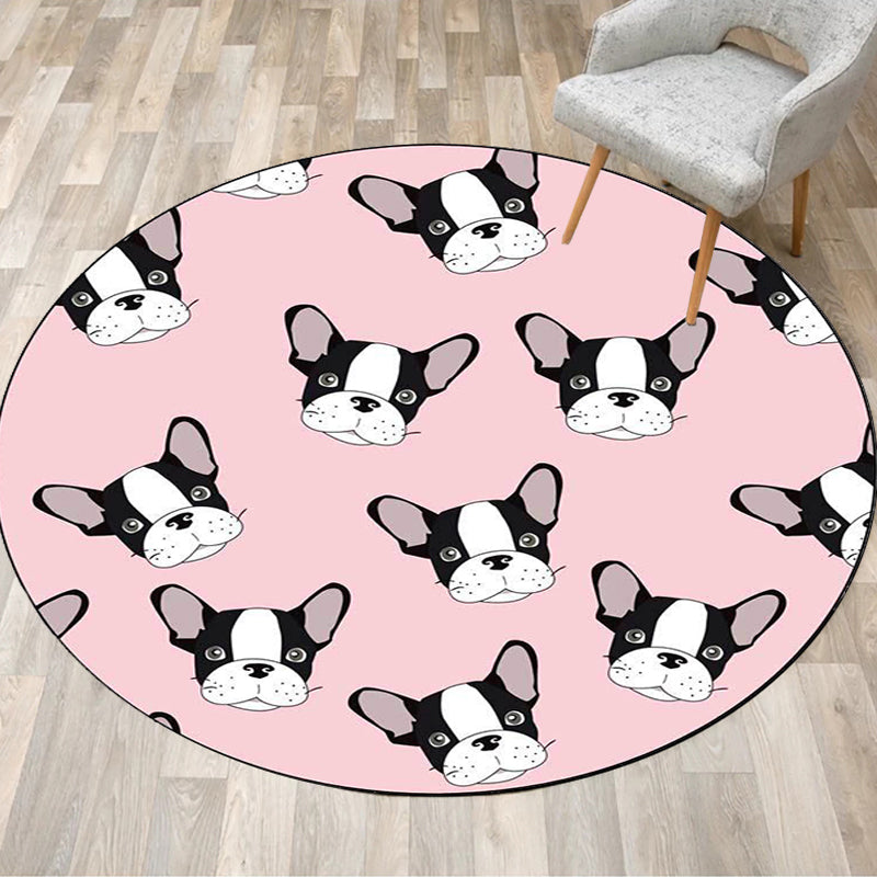 Skorter | Children's room carpet in brown and pink animal dog cat print carpet polyester non-slip back carpet