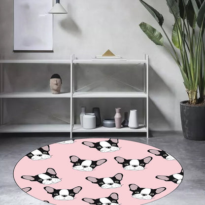 Skorter | Children's room carpet in brown and pink animal dog cat print carpet polyester non-slip back carpet