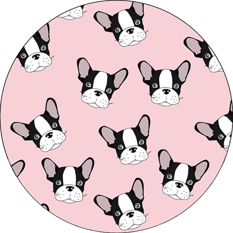 Skorter | Children's room carpet in brown and pink animal dog cat print carpet polyester non-slip back carpet