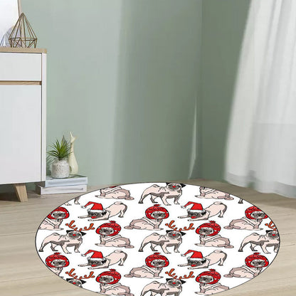 Skorter | Children's room carpet in brown and pink animal dog cat print carpet polyester non-slip back carpet