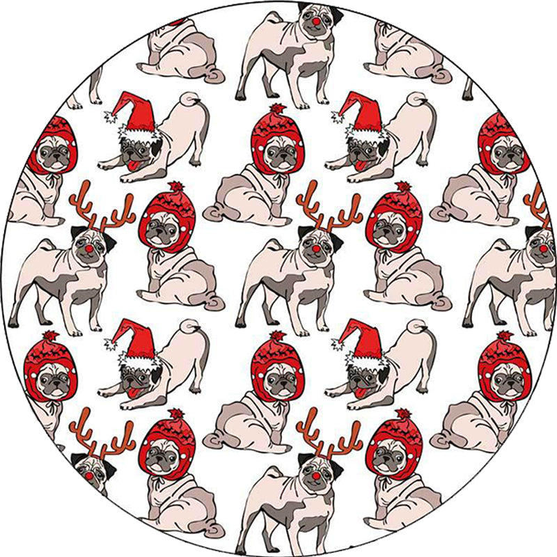 Skorter | Children's room carpet in brown and pink animal dog cat print carpet polyester non-slip back carpet