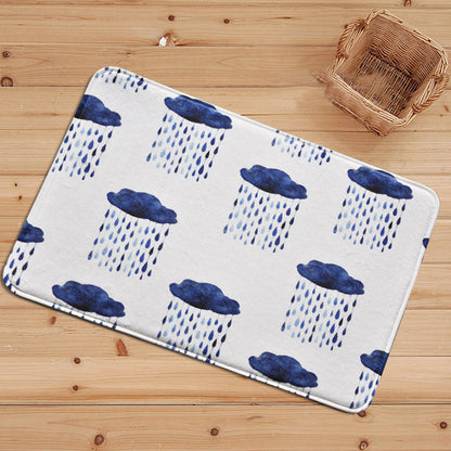 Skorter | Children's Room Carpet in White Fairy Tale Clouds Rain Print Carpet Polyester Non-Slip Back Area Rug