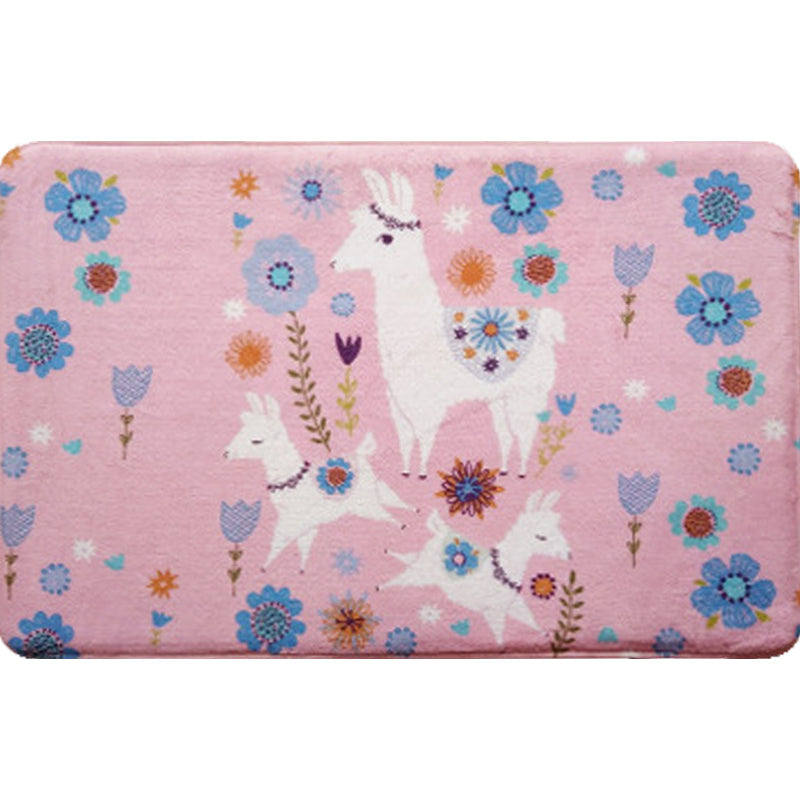 Skorter | Blue and Black Children's Room Rug Animal Alpaca Pattern Carpet Polyester Stain Resistant Rug