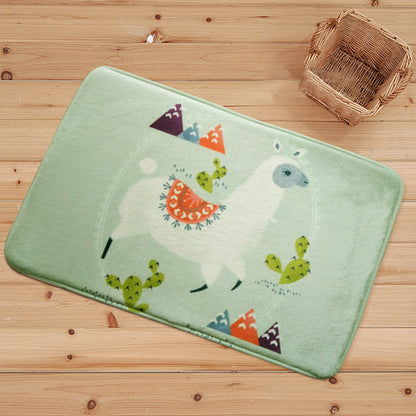 Skorter | Blue and Black Children's Room Rug Animal Alpaca Pattern Carpet Polyester Stain Resistant Rug