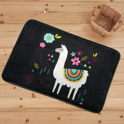 Skorter | Blue and Black Children's Room Rug Animal Alpaca Pattern Carpet Polyester Stain Resistant Rug